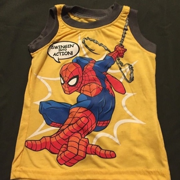 Bundle of Two Boy Shirts Size 2T Yellow Spiderman Shirt and Red Champion Sweater - Picture 3 of 12